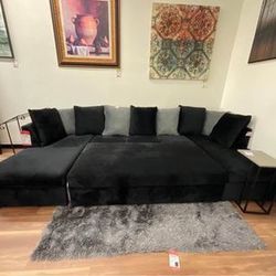 Super Comfy Movie Couch Sectional Sofa Black Gray 