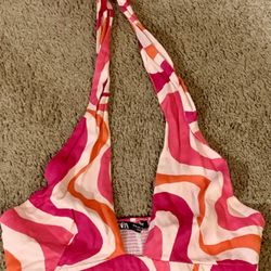 Zara Swirl Abstract Halter Crop Top Sz Xs