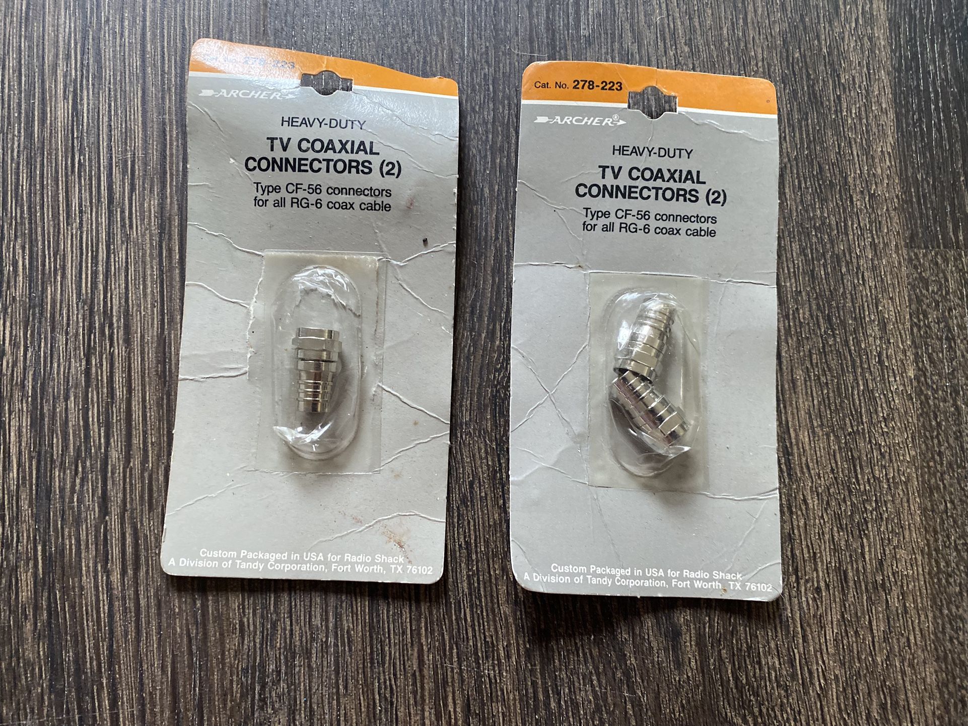 LOT OF 2 SEALED NEW PACK OF 2 ARCHER 278-222 TV COAXIAL CONNECTORS CF-59