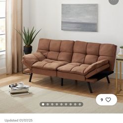 Mainstays Memory Foam Futon, Camel Faux Suede Fabric