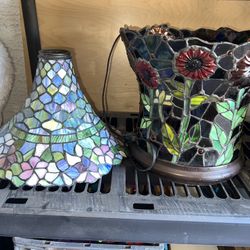 Tiffany Style Stained Glass Foral Vase Lamp And Floral Lamp Shade 