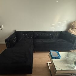 Black Velvet Couch 