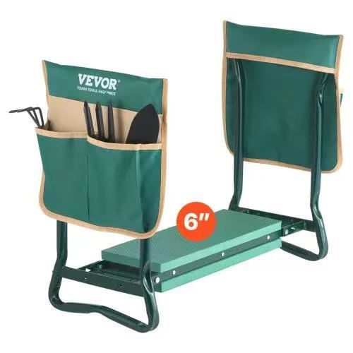 604#Garden Kneeler and Seat, 6 in Wide Kneeling Pad, Heavy Duty Garden Kneeling Stool, Folding Garden Seat with 2 Tool Bags, Relieve Knee & Back Pain,
