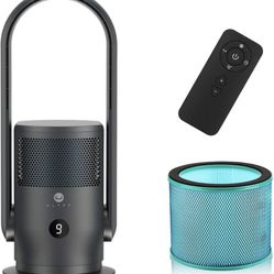 ULTTY Bladeless Tower Fan and Air Purifier in one, 90° Oscillating Bladeless Fan with Remote, Touch, 8H Timer, Floor Fans for Bedroom Whole Room Home 