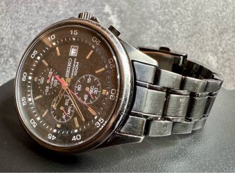 Seiko SKS479 4T57-00E0 41MM Quartz Chrono Men’s Watch Black IP 100M DISCONTINUED