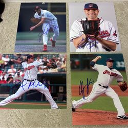 Lot Of 4 Autographed 8x10 Cleveland Indians Photos 