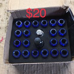 #17 Fit M12x1.25 Blue/black Steel Forged Tuner Lug Nuts With Key
