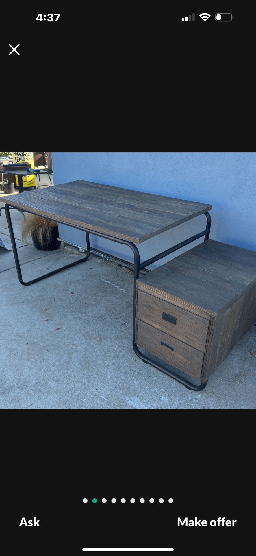 contemporary Wood desk metal frame
