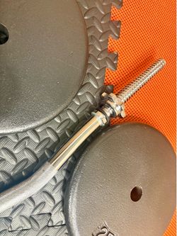 Steel Standard Curl Bar W/Weight Plates: 25s, 10s and 5s ponders. 94# Brute W.