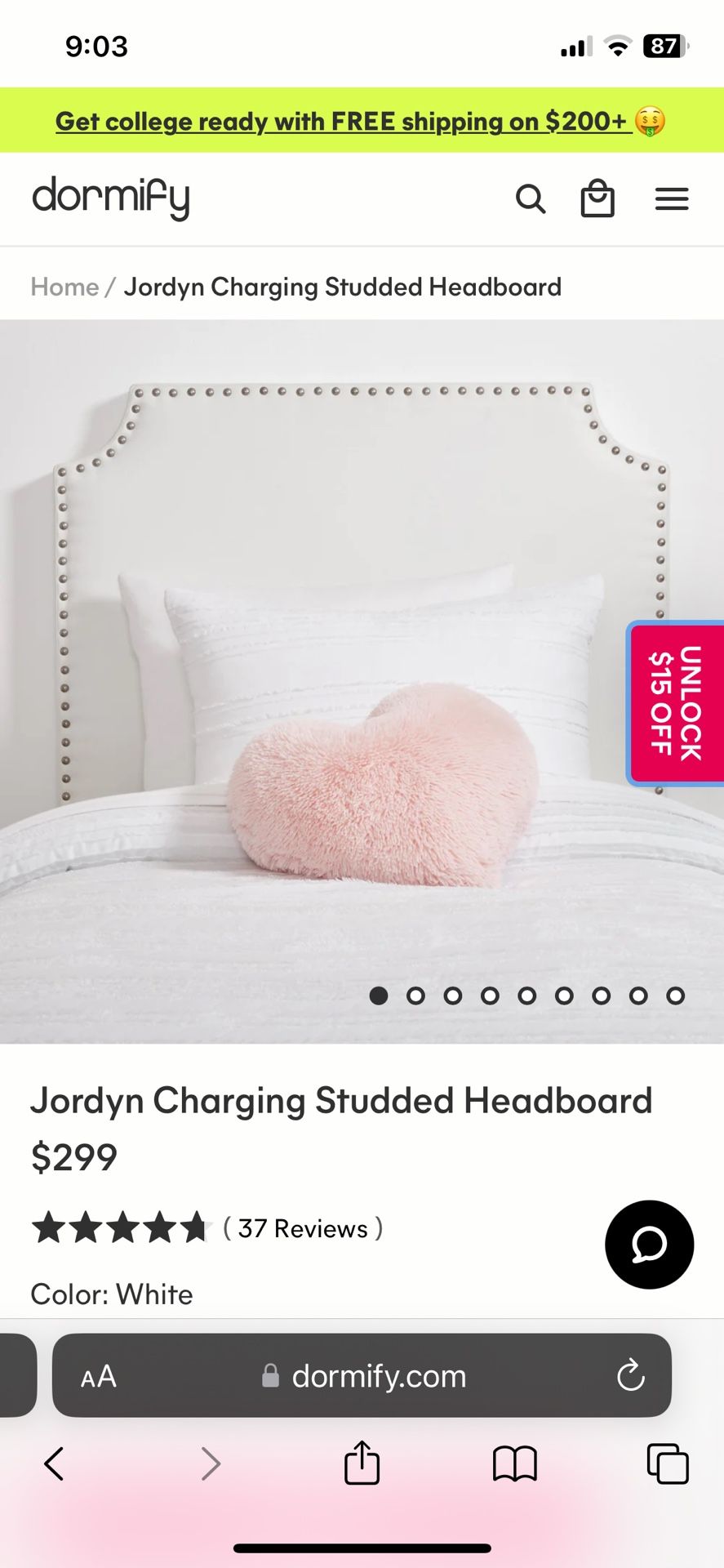 Jordyn Charging Studded Headboard Twin