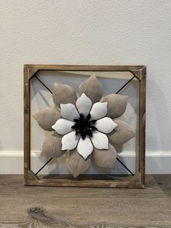 Kirkland’s Floral Wall Decor – Wood Frame & Metal Flower (20” x 20”)