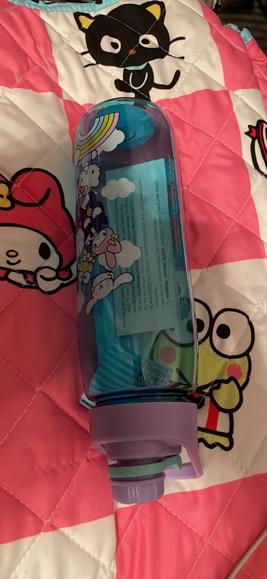 Hello Kitty Plastic Sports Bottle With Hinged Handle