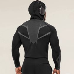 Gymshark ONYX V5 Black and Grey Compression Hoodie 