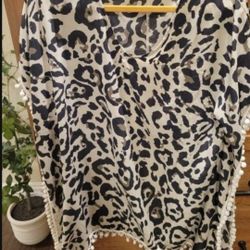 Beach Coverup Poncho Style Dress Small