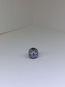 Purple And Clear Dimond Flower Pandora Charm  O.b.o
