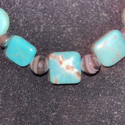 Turquoise and onyx fashion necklace