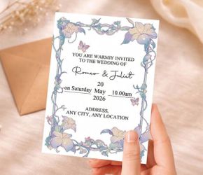 100 Pcs  Invitation Cards, Personalized Wedding Invitations, Floral Invitation Cards For Printing, Personalized Cards, Engagement Party Invitations,