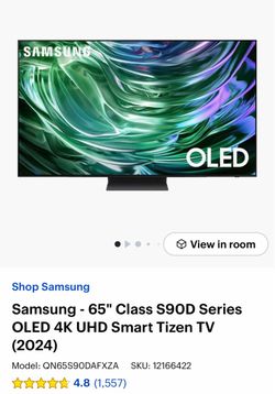 Samsung 65” S90D QD-OLED 4K TV Good Condition with 3.75 Year Warranty