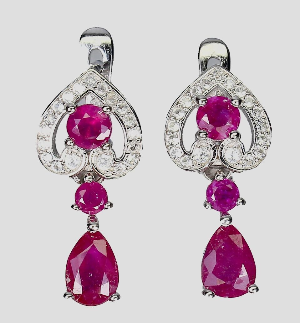 Heated Ruby 7x5mm Simulated Cz Gemstone 925 Sterling Silver Jewelry Earrings