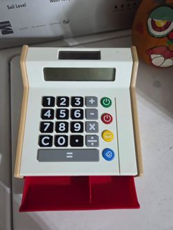 IKEA Duktig Wooden Cash Register Kids Toy Shop Store Solar Calculator Works