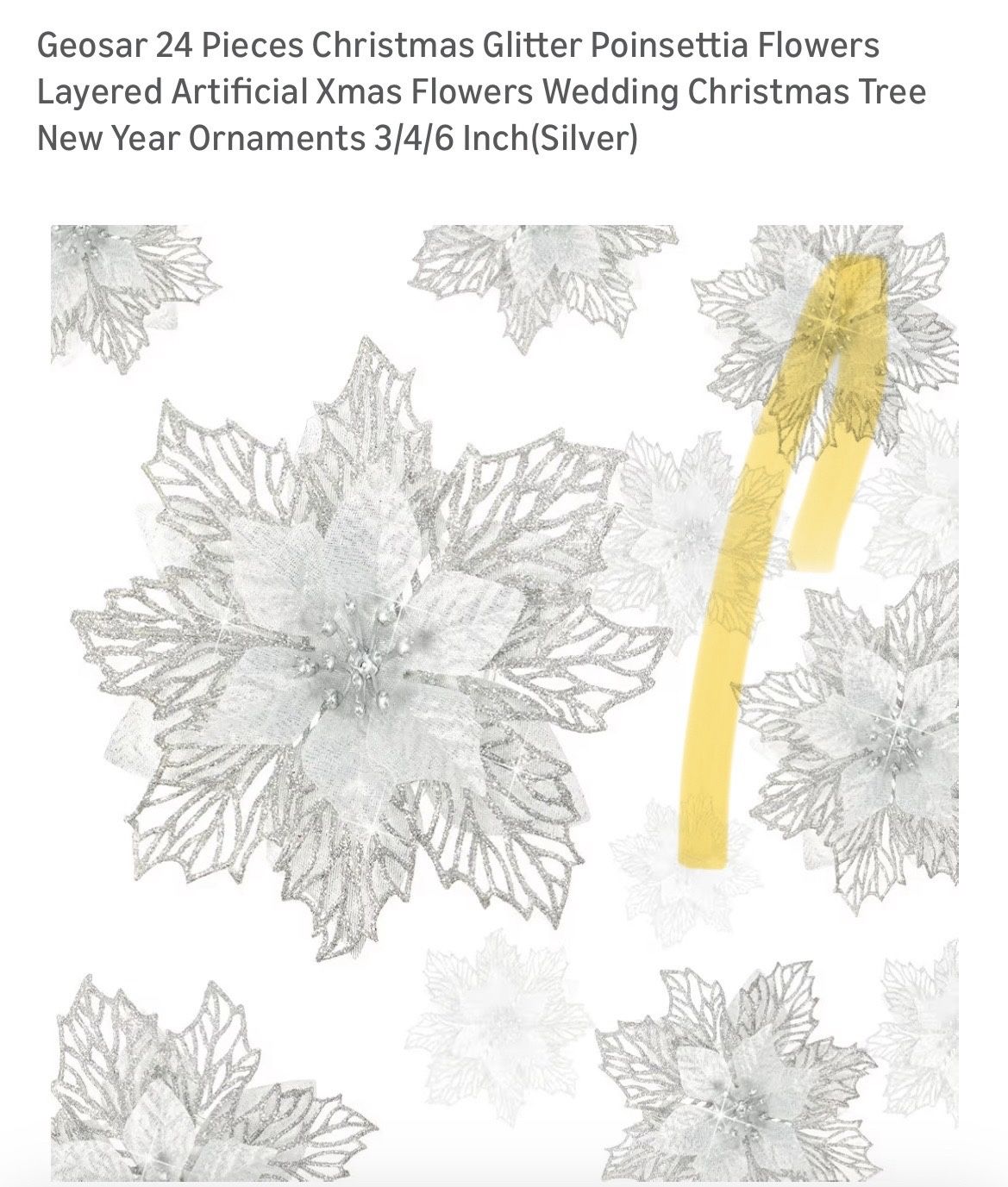 Silver Poinsettias Ornaments