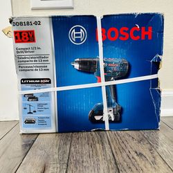 Brand New Bosch 18-Volt Cordless Drill Kit. In The Box.