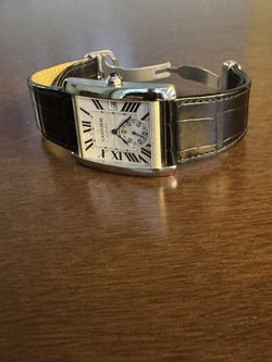 Cartier Tank MC Watch, Open case back, Date, Second Sub Dial Box 34mm 