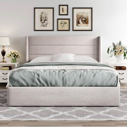 Queen Upholstered Platform Bed Frame - Brand New/ Cama Queen Tapizada - Nueva - $200