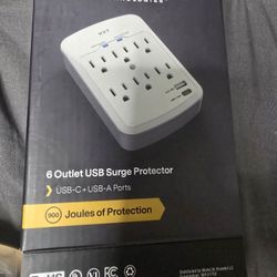 NXT Technologies 6-Outlet Plus USB Outlet Surge Protector