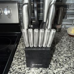 Complete Brookstone Stainless Steel Knife Set – Modern & Sharp