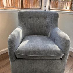 Katrina Grey Velvet Swivel Glider Arm Chair