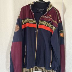 Vintage COOGI Australia Zip-Up Track Jacket - Navy/Burgundy - XXL - Distressed