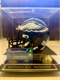 Donovan McNabb #5 Philadelphia Eagles Autographed COA Mini Helmet With Case