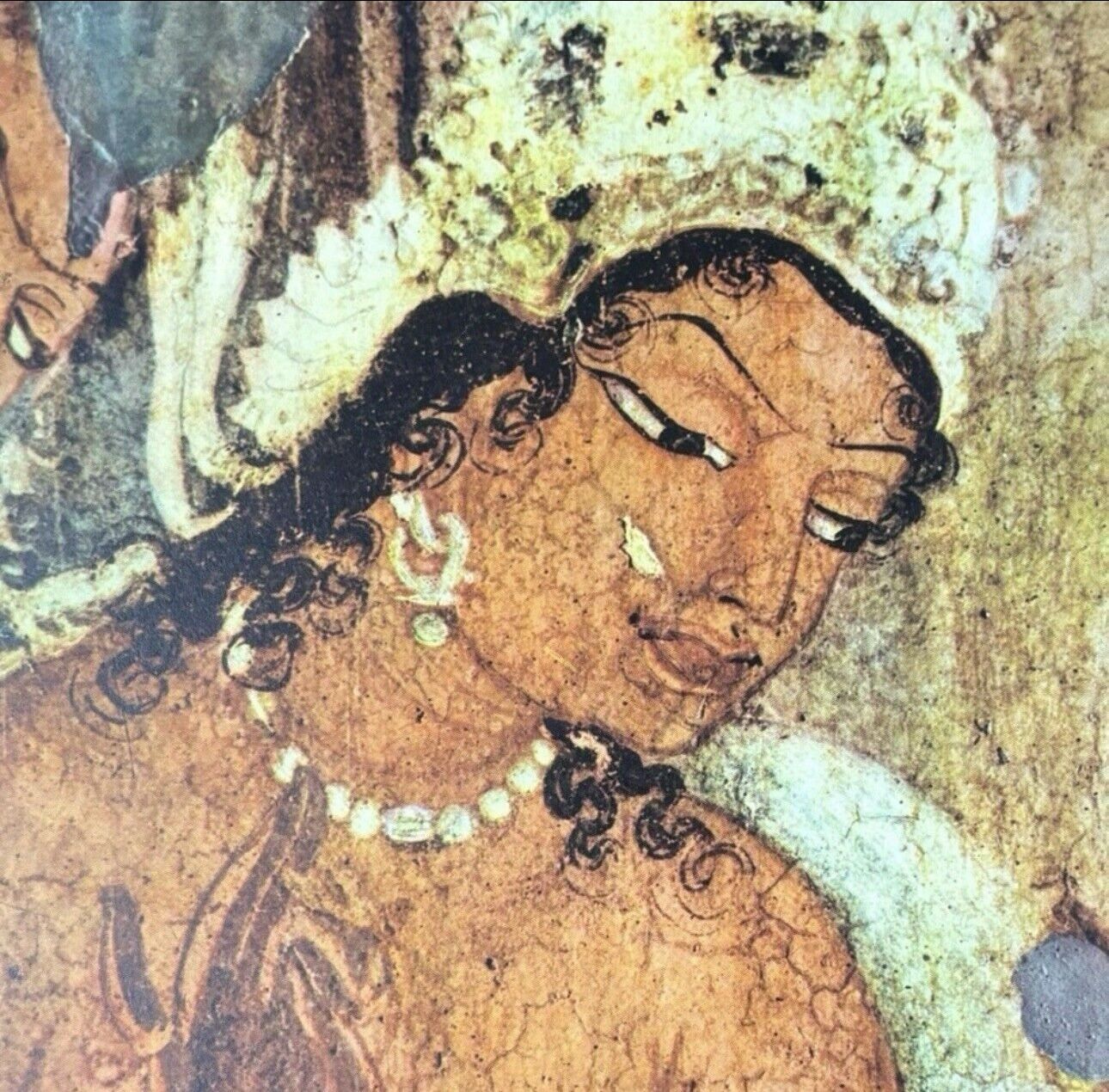 King, palace Original Antique Vintage Fine Art INDIA Print Poster Ajanta Caves