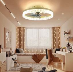 20" Low Profile Ceiling Fan with Lights and Remote, Modern Flush Mount LED Stepless Dimmable, Reversible Blades,6 Speeds Timing for Bedroom, Indoor Us