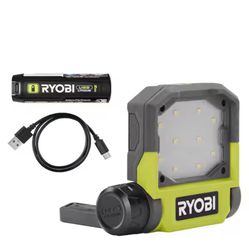 RYOBI USB Lithium Cordless Pivoting LED 3-Mode Flip Light Kit with 2.0 Ah Battery and Charging Cable @Ry-757