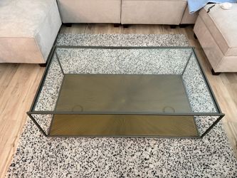 Pottery Barn Tempered Glass and Iron Coffee Table