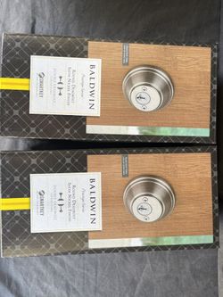 Baldwin Round Double Deadbolt, Satin Nickel Finish, Smart Key