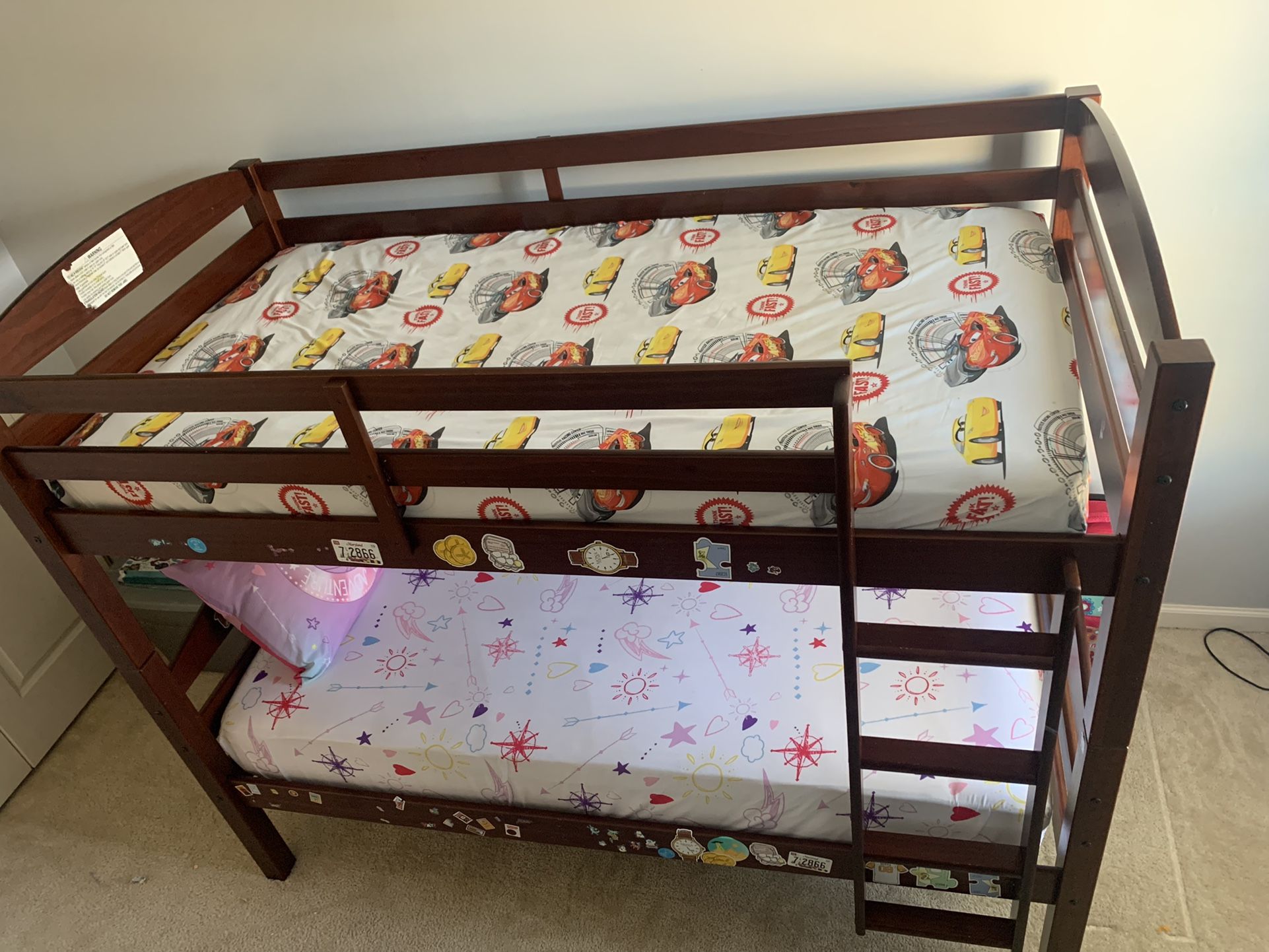 Twin over twin bunk bed with new two 8 Inches foam