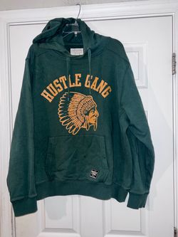 Hustle Gang pullover hoodie green/orange Native American chief logo sz 2XL