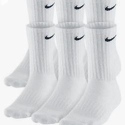 6 Pairs Nike Boys Crew Socks. SIZE 9-11 Also Fit Men Up To Size 8.5. SEALED - $12 Per Pack Of 6