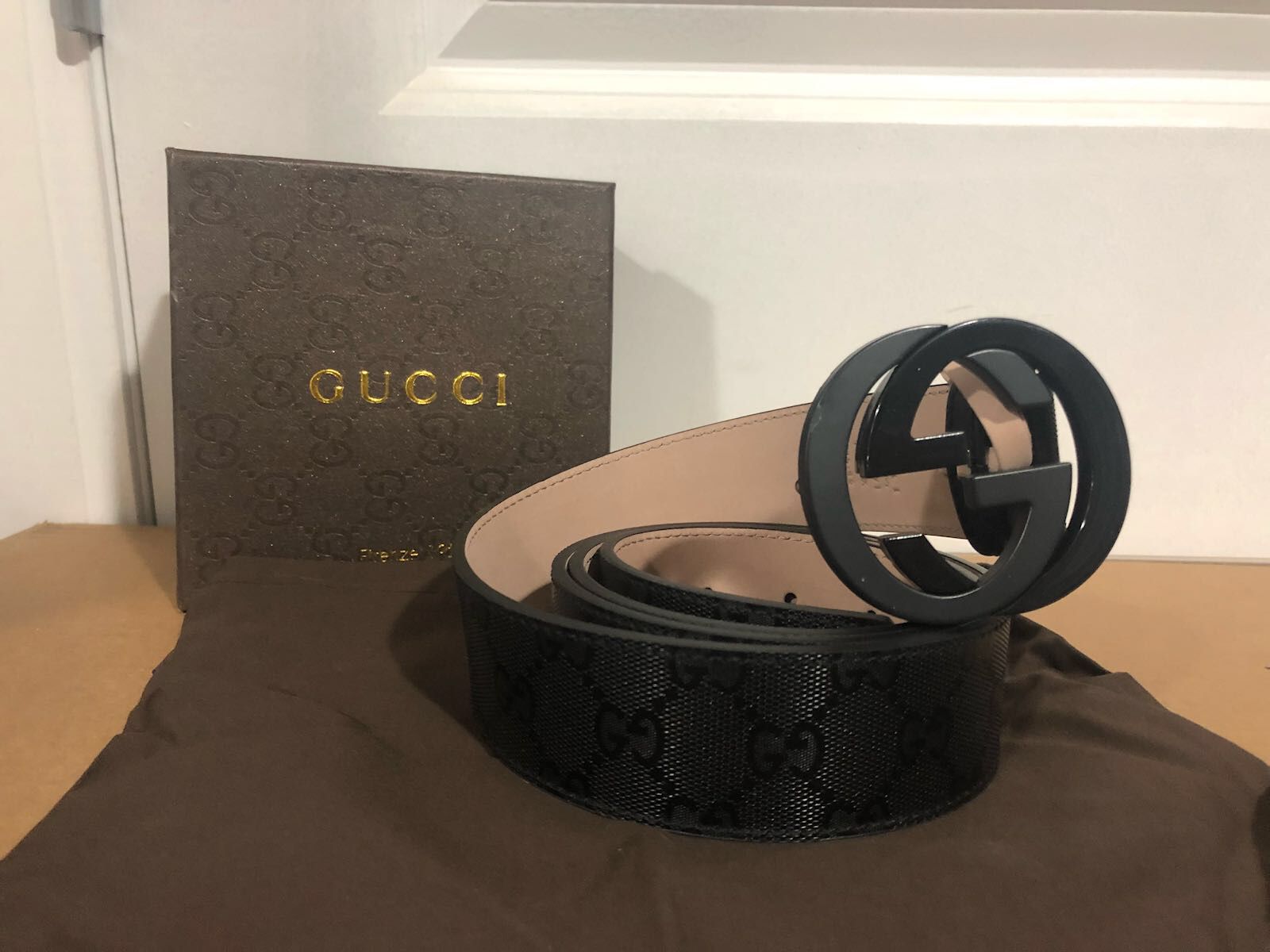 Gucci Black Shinny GG Impreme Belt *Authentic*