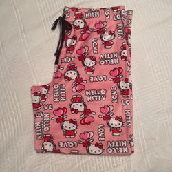 Hello Kitty, Polyester Pajama Pants Size Large