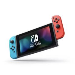 Nintendo switch with neon Blue And Neon Red Joy Con
