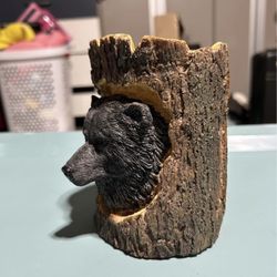 Vintage Black Bear Candle Holder Stand