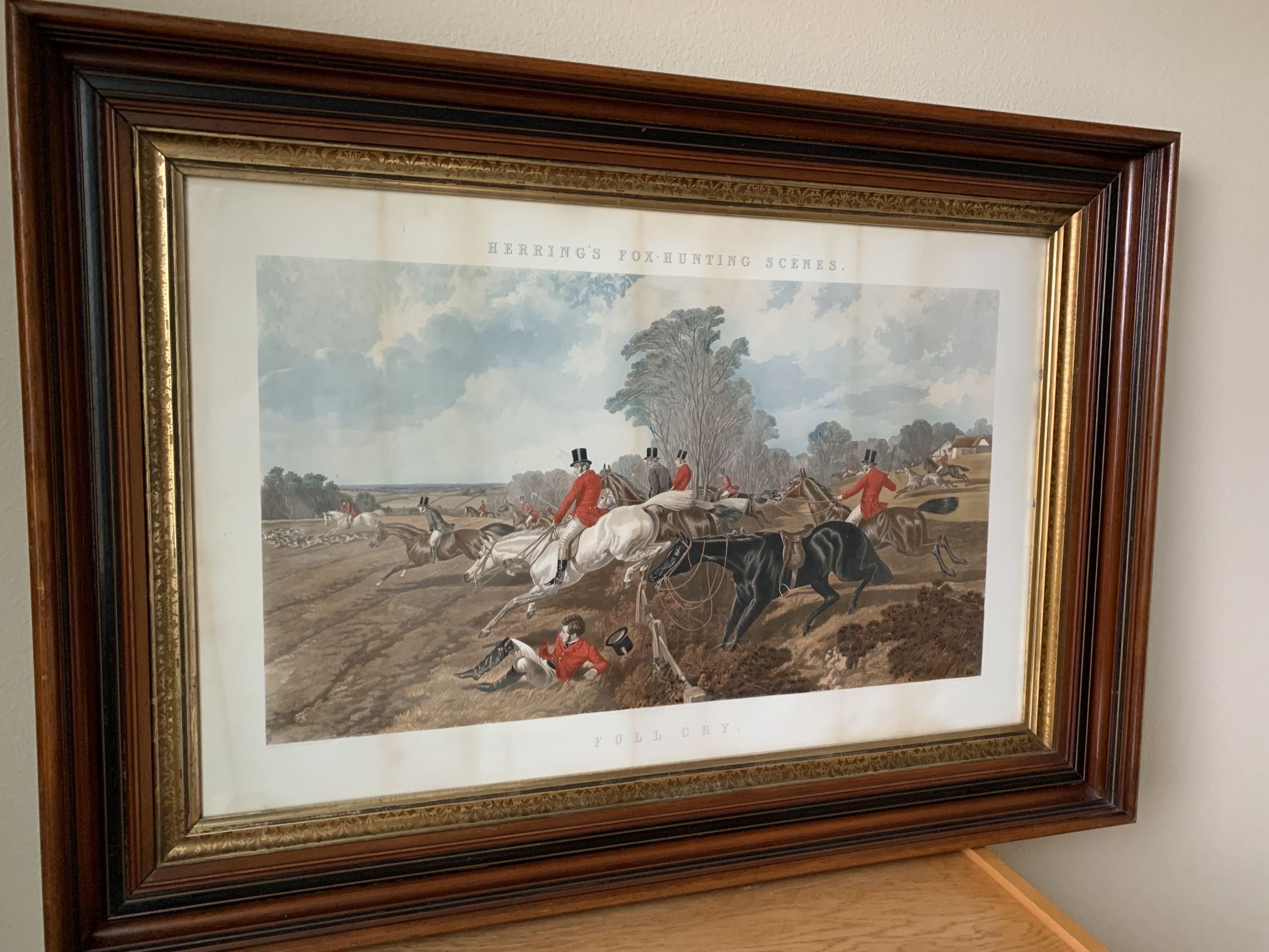 Vintage Herrings Fox Hunting Scene - Large Frame