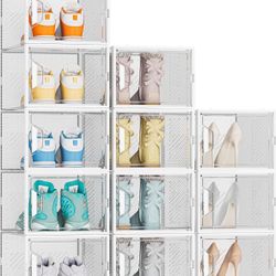 12 Pack Shoe Storage Boxes Shoe Organizer, Stackable