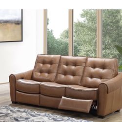 Cuch, Sofa, Reclinning Sofa, Piwer Reclinning Sofa, Camel, Real Leather