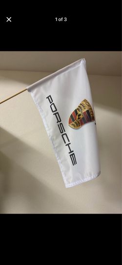 Porsche Motorsport flag on stick 18 x 11 inches