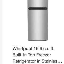 Whirlpool 16.6 cu. ft. Built-In Top Freezer Refrigerator in Stainless Steel